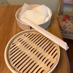 Tan Bamboo Steamer Basket Cookware